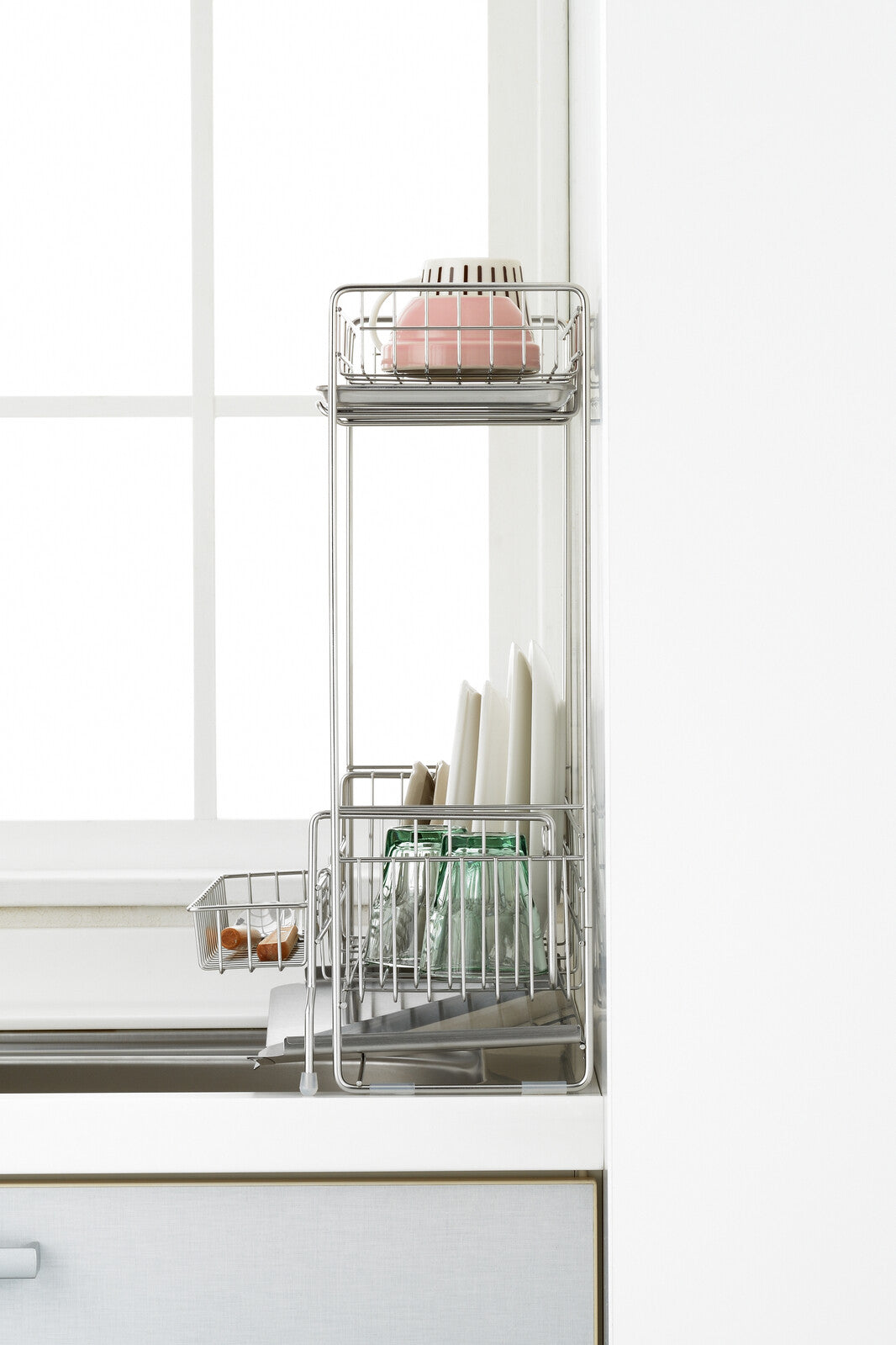 Yoshikawa Expandable Sink-Side 2-Tier Dish Drainer 15x47cm 1306080