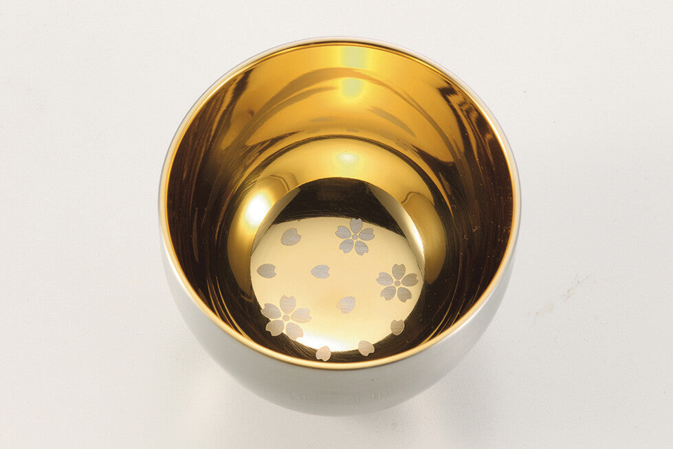 Tamahashi Sakura Guinomi Sake Cup Gold-Plated Interior