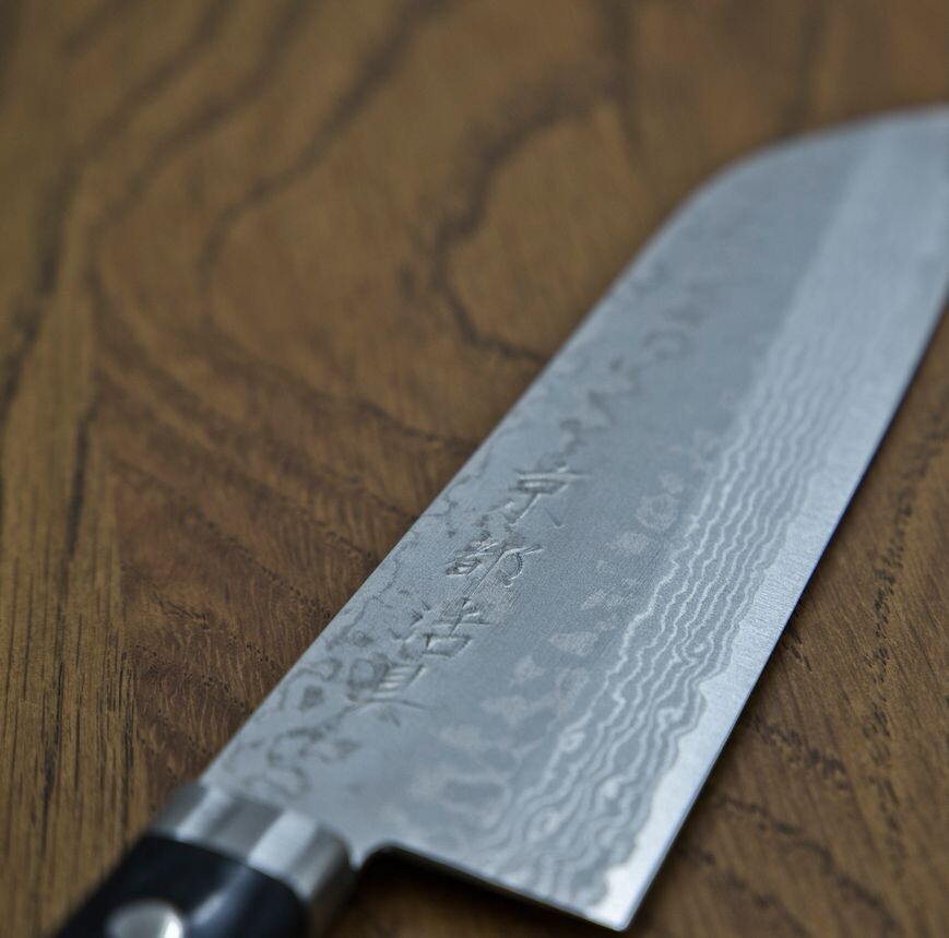 Kyoto Katsugu 17-Layer Molybdenum Damascus Santoku Knife 165mm