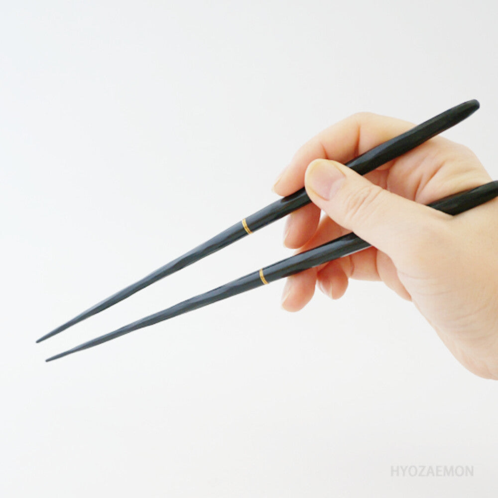 Hyozaemon Hachishiro Travel Chopsticks Set with Case Ebony Medium 21.5cm