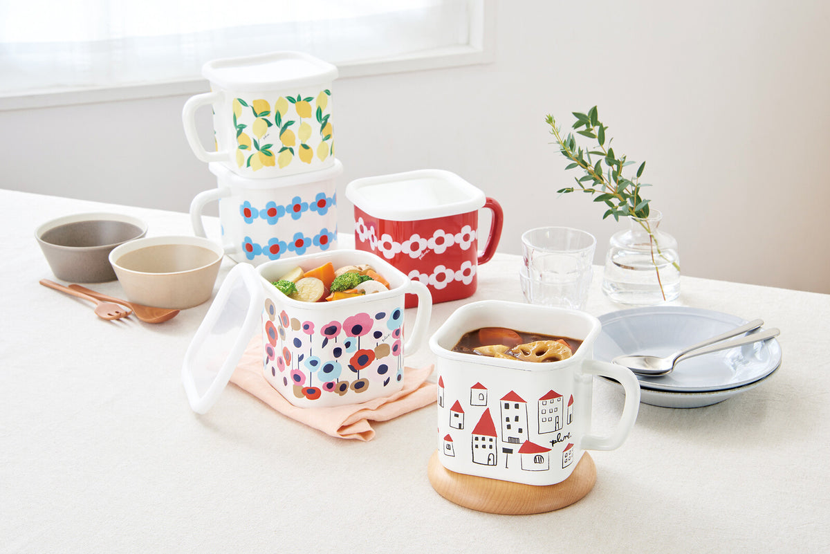 Plune Enamel Multi Square Pot Red Roof YJ-823
