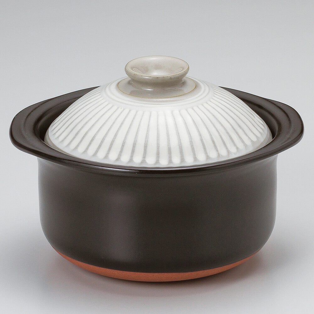Ginpo Chrysanthemum White Donabe Rice Pot 2 Go with Inner Lid