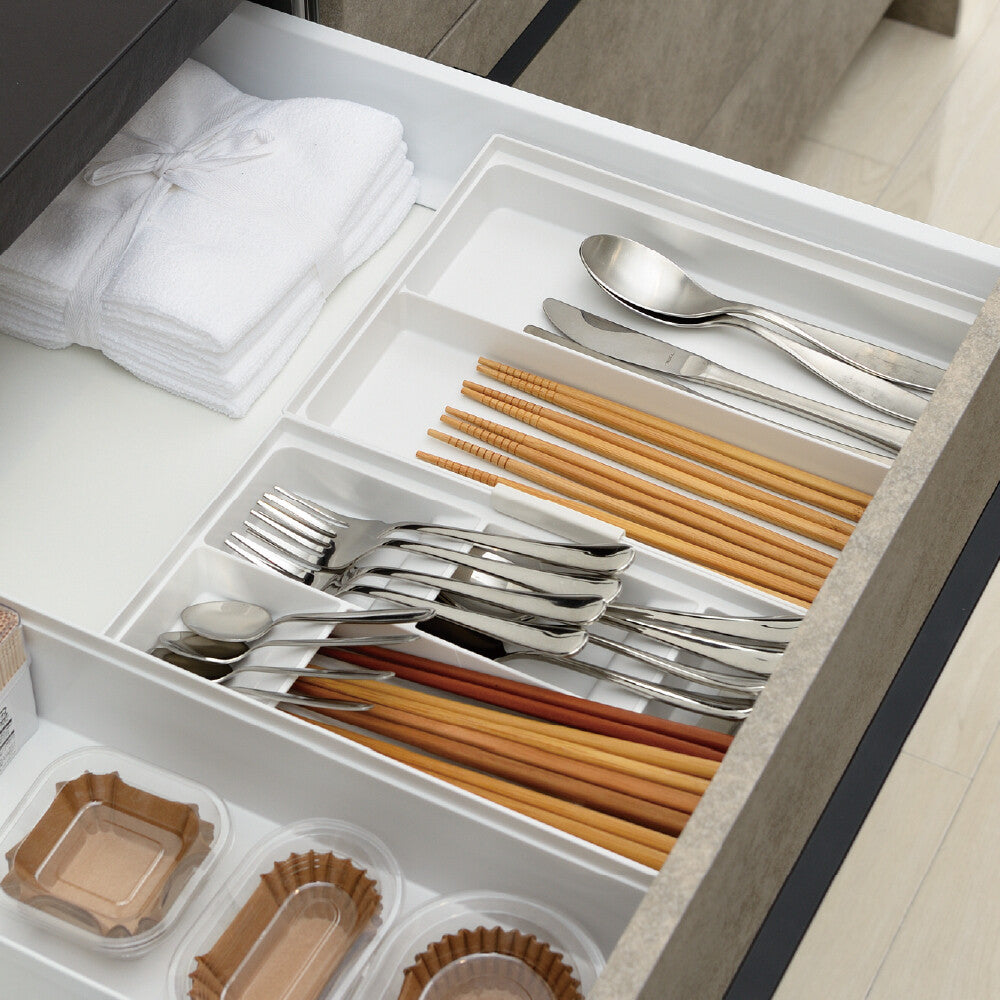 Richell Totono Drawer Cutlery Stand Wide White