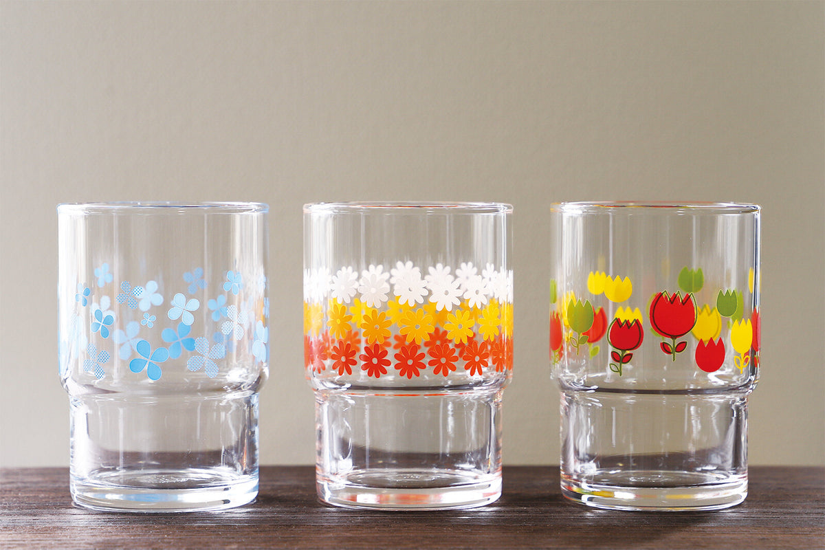 Toyo-Sasaki Glass Showa Retro Stacking Tumbler Lime Pattern 250ml