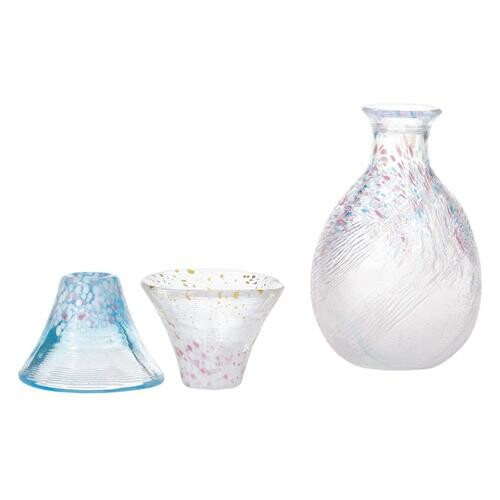 Toyo-Sasaki Glass Sakura Fuji Sake Cup & Set