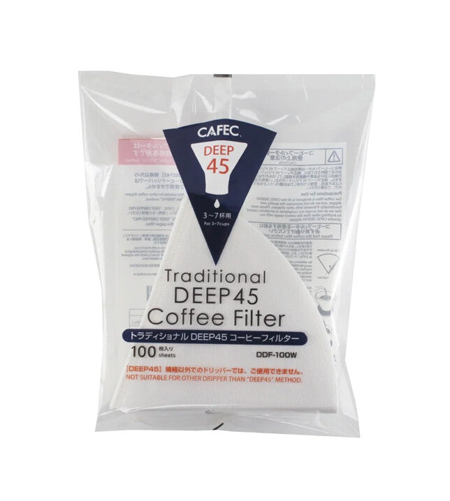 Sanyo Sangyo Deep 45 Coffee Filters 3-7 Cups 100 Count White DDF-100W