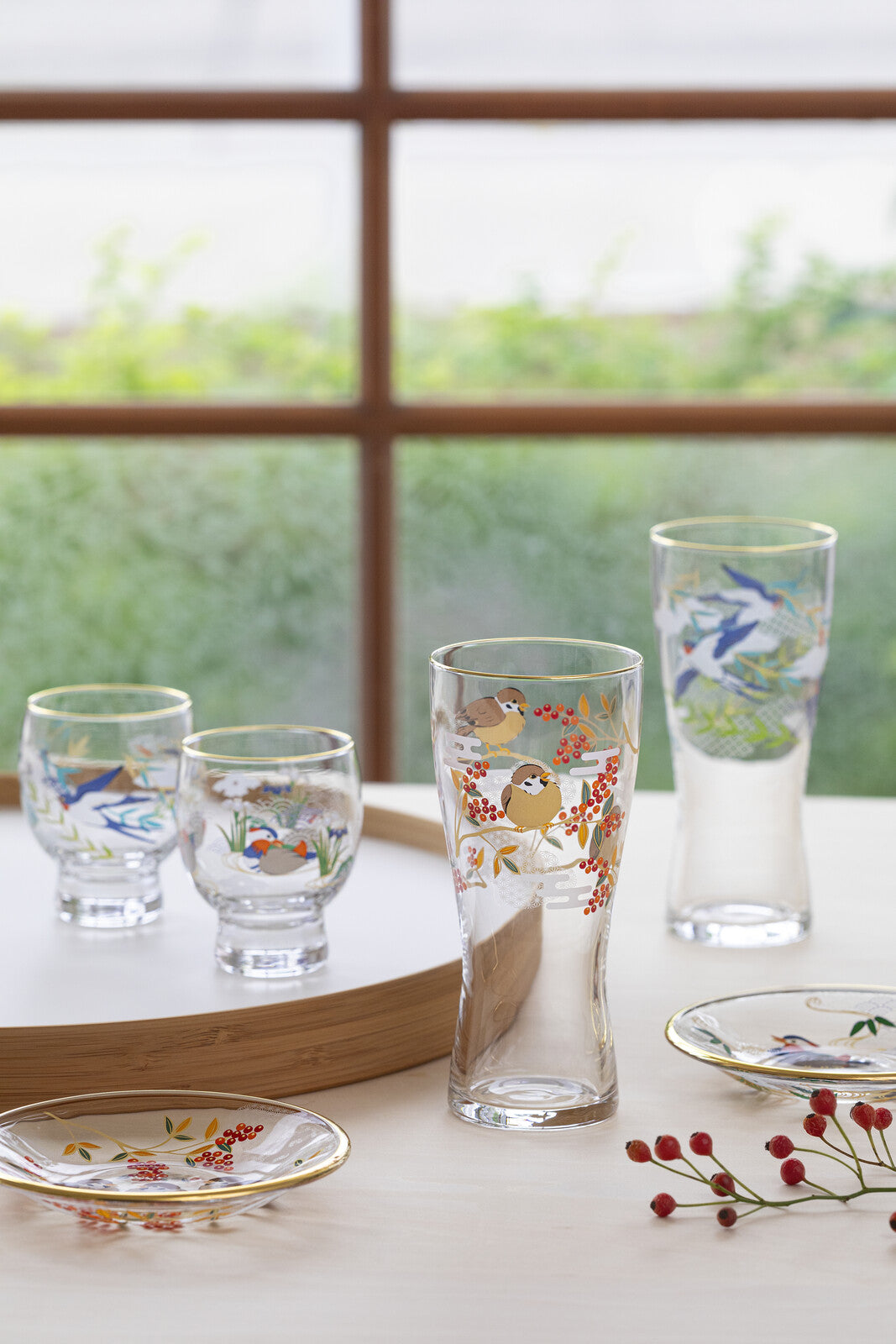 Aderia Premium Nippon Taste Beer Glass Sparrow and Nanten 6841