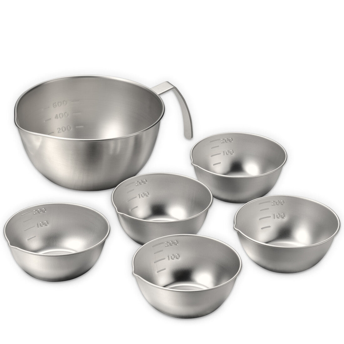 Wahei Freiz Stainless Bowl with Handle 15cm and Prep Bowls 6-Piece Set EM-099