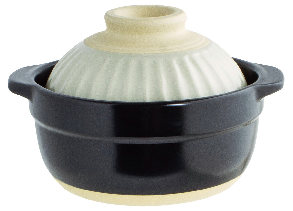 Living Donabe Clay Pot with Rice Bowl Lid 17cm Gray