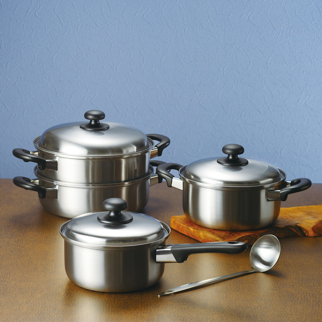 Wahei Freiz Enzo Saucepan 18cm, Stockpot 20cm, 2-Tier Steamer 24cm EM-023