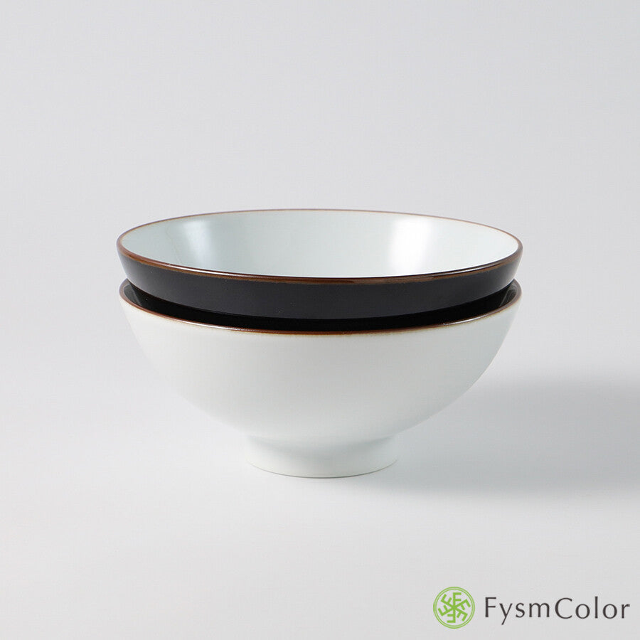 Hakusan Porcelain Hasami Basic 4-Sun Rice Bowl Tenmoku Black