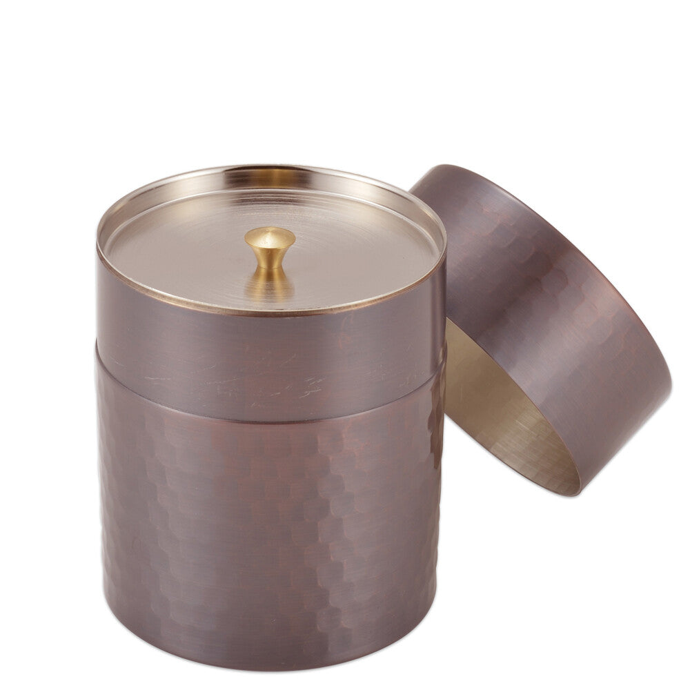Asahi Pure Copper Tea Caddy with Tea Scoop Bronze Finish in Wooden Box CB510