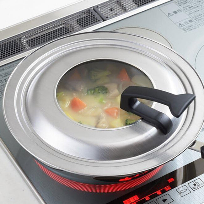 Odajima Stainless Steel Frying Pan Lid with Stand for 24-26cm Pans