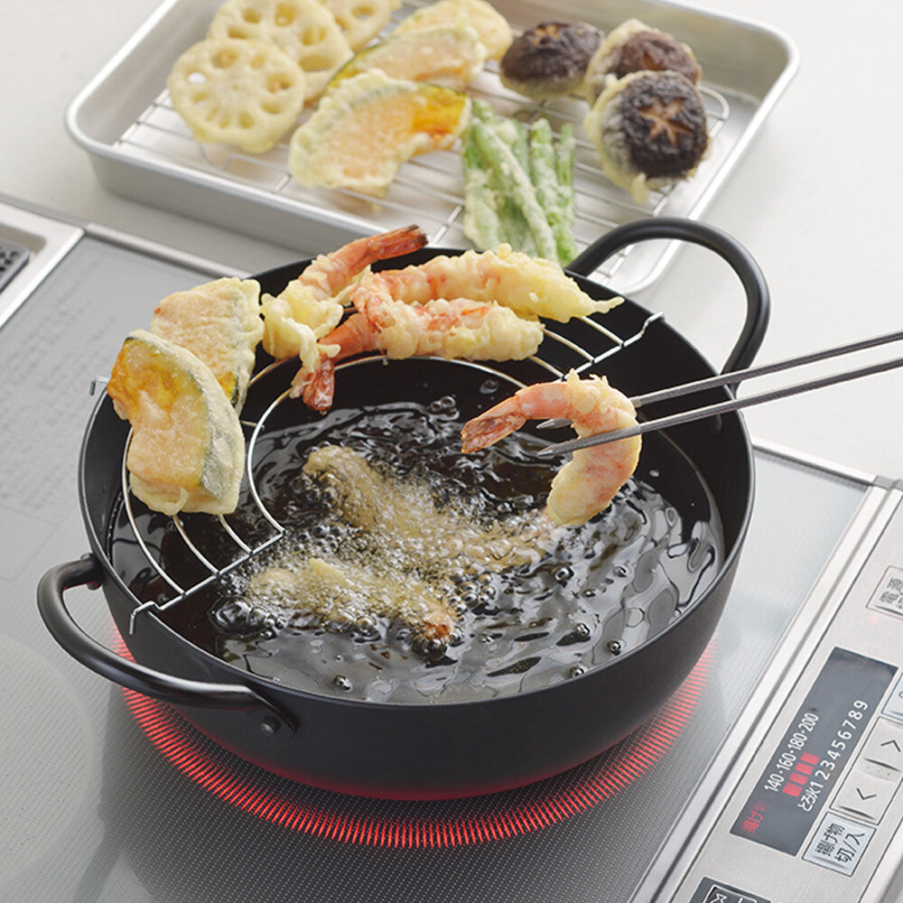 Tanabe Kanagu Nitrided Iron Tempura Pot Deep Fryer 24cm 5748