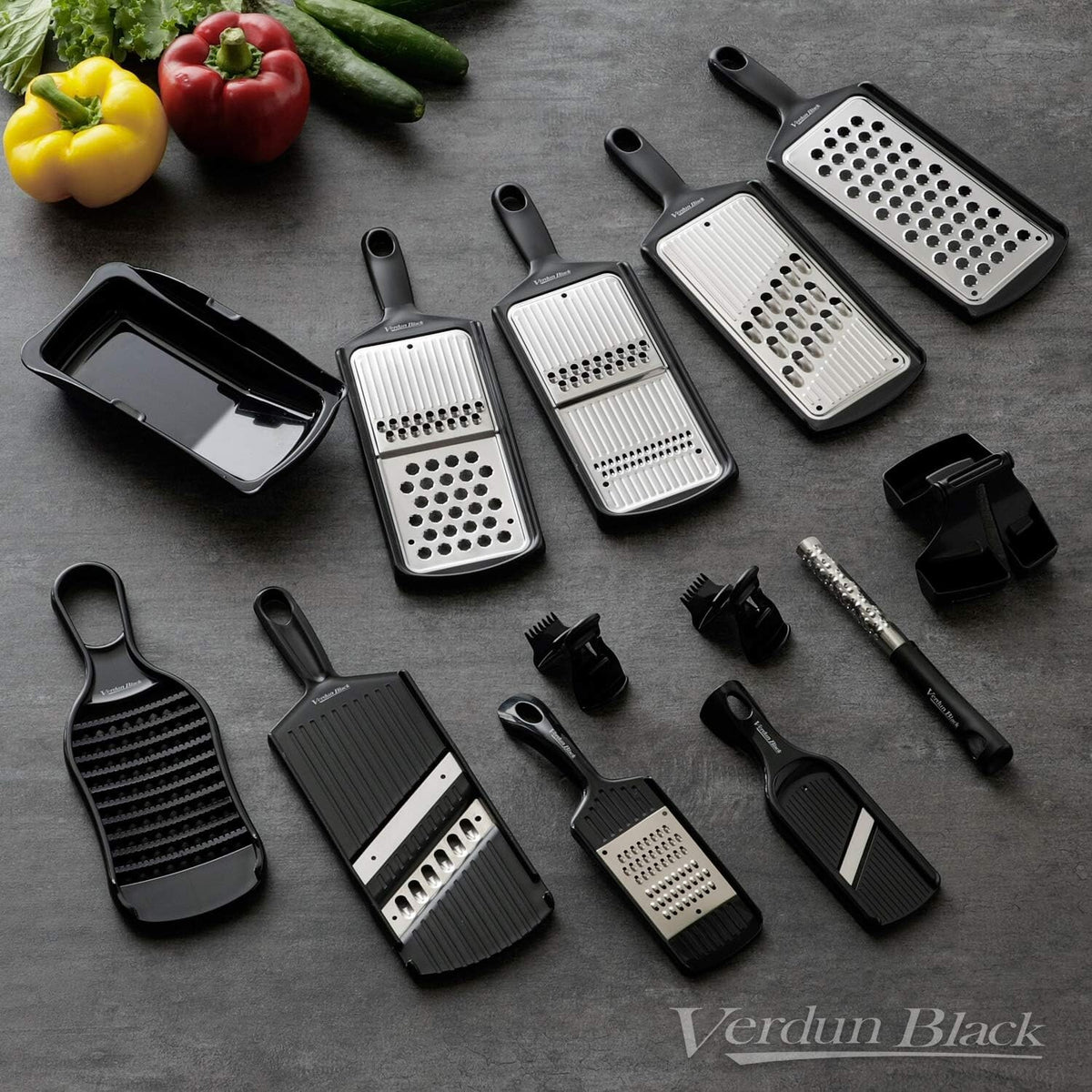 Shimomura Verdun Black Mini Mandoline Slicer with Hand Guard VB-607