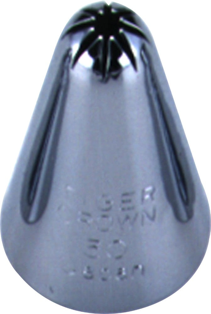 Tiger Crown Piping Tip Small #30 Star 8 Cuts Brass Chrome Plated 1004