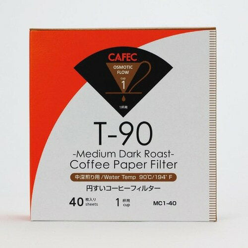 CAFEC Medium Dark Roast Cone Coffee Filter 1 Cup 40 Sheets White MC1-40W