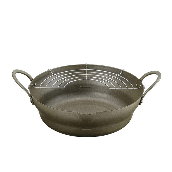 Tamahashi Karari-tei Wide Mouth Frying Pot with Rack 28cm