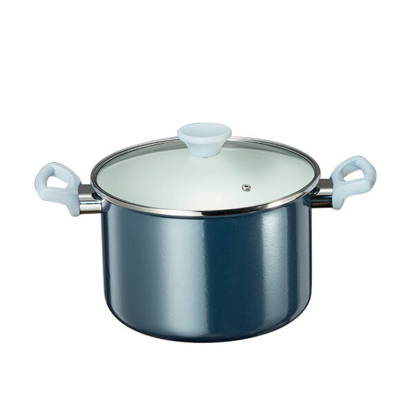 Takagi Metal Enamel Deep Pot Onyx Blue 22cm ONB-22F