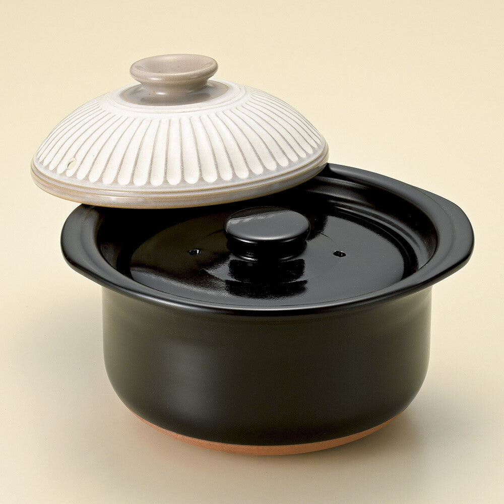Ginpo Chrysanthemum White Donabe Rice Pot 5 Go with Inner Lid