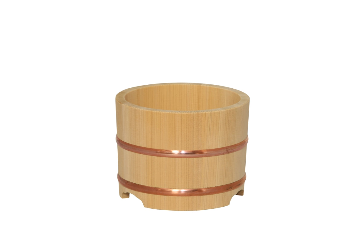 Shimizu Mokuzai Ohitsu Sawara Wood Rice Container with Flat Lid 15cm 1.5 Cups