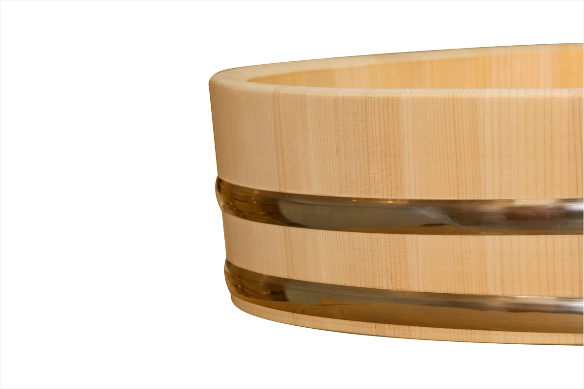 Shimizu Mokuzai Sushi Rice Mixing Tub (Hangiri) 60cm Stainless Steel Hoop