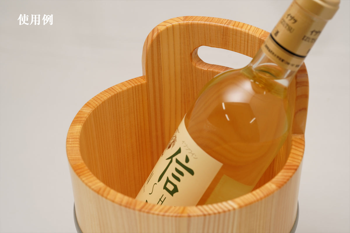 Shimizu Mokuzai Wooden Wine Cooler Single Handle Sawara 18cm