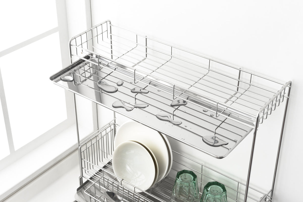 Yoshikawa Expandable Sink-Side 2-Tier Dish Drainer 15x47cm 1306080