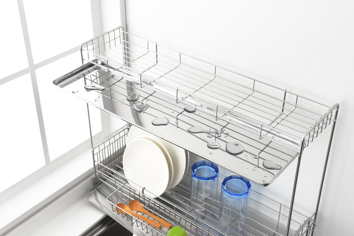 Yoshikawa Expandable Sink-Side 2-Tier Dish Drainer 15x57cm 1306081