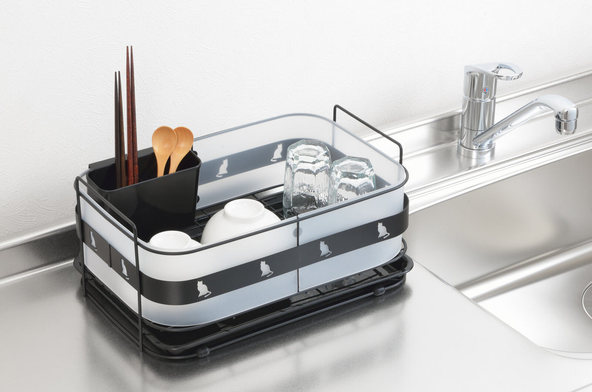 Yoshikawa Black Cat Kitchen Dish Drainer Basket 1305562