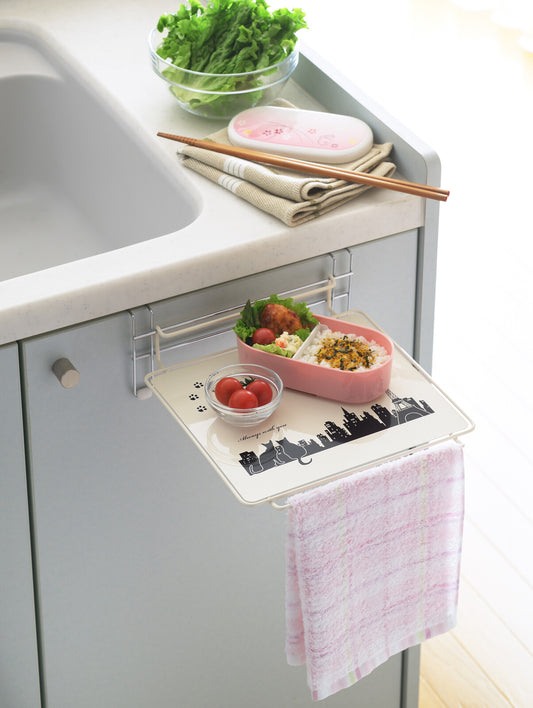 Yoshikawa Black Cat Kitchen Sink Door Simple Table 1305506