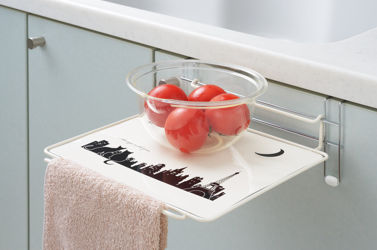 Yoshikawa Black Cat Kitchen Sink Door Simple Table 1305506