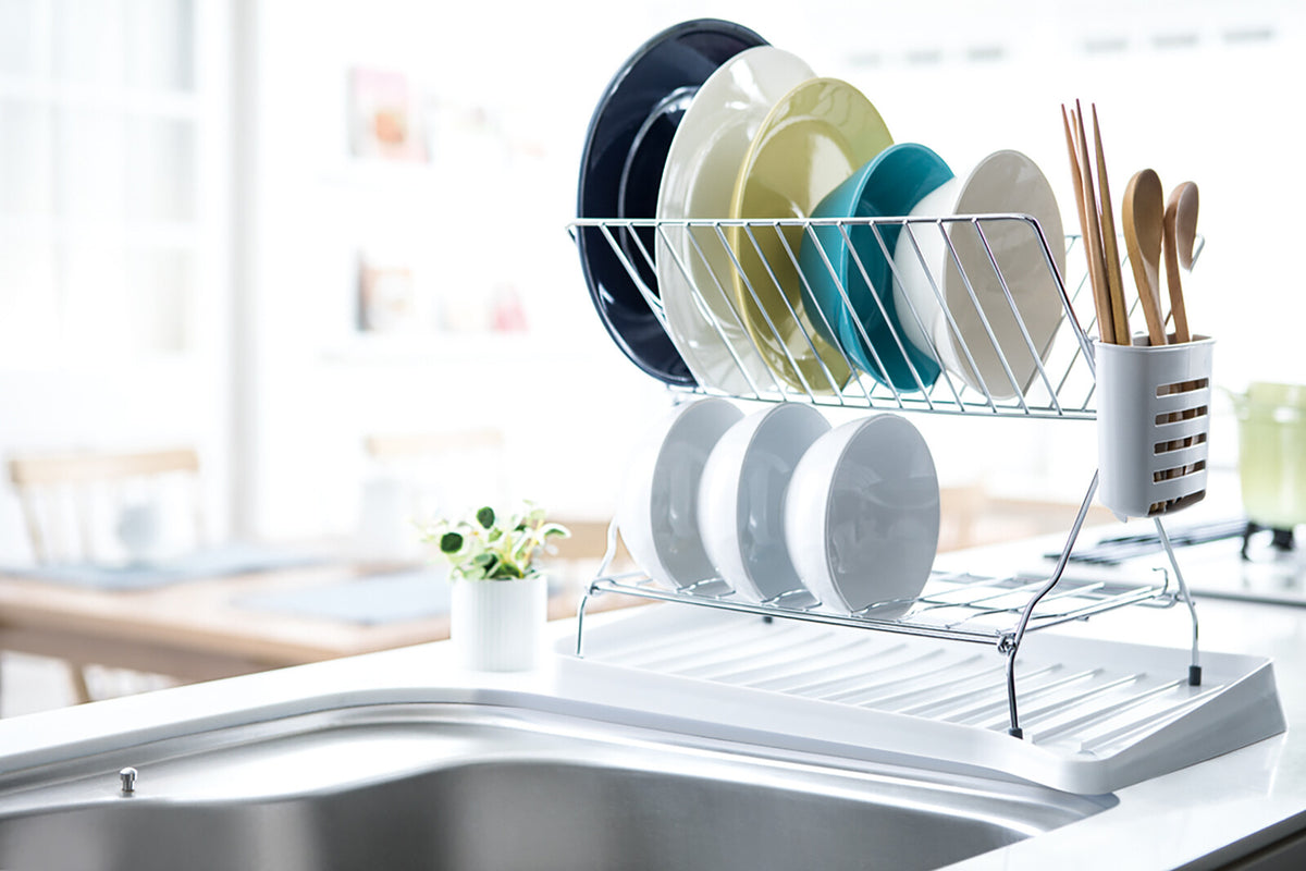Richell Sherry Foldable 2-Tier Dish Drainer White