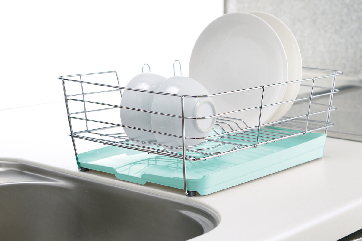 Richell Sherry Wire Dish Drainer Set L Mint Blue