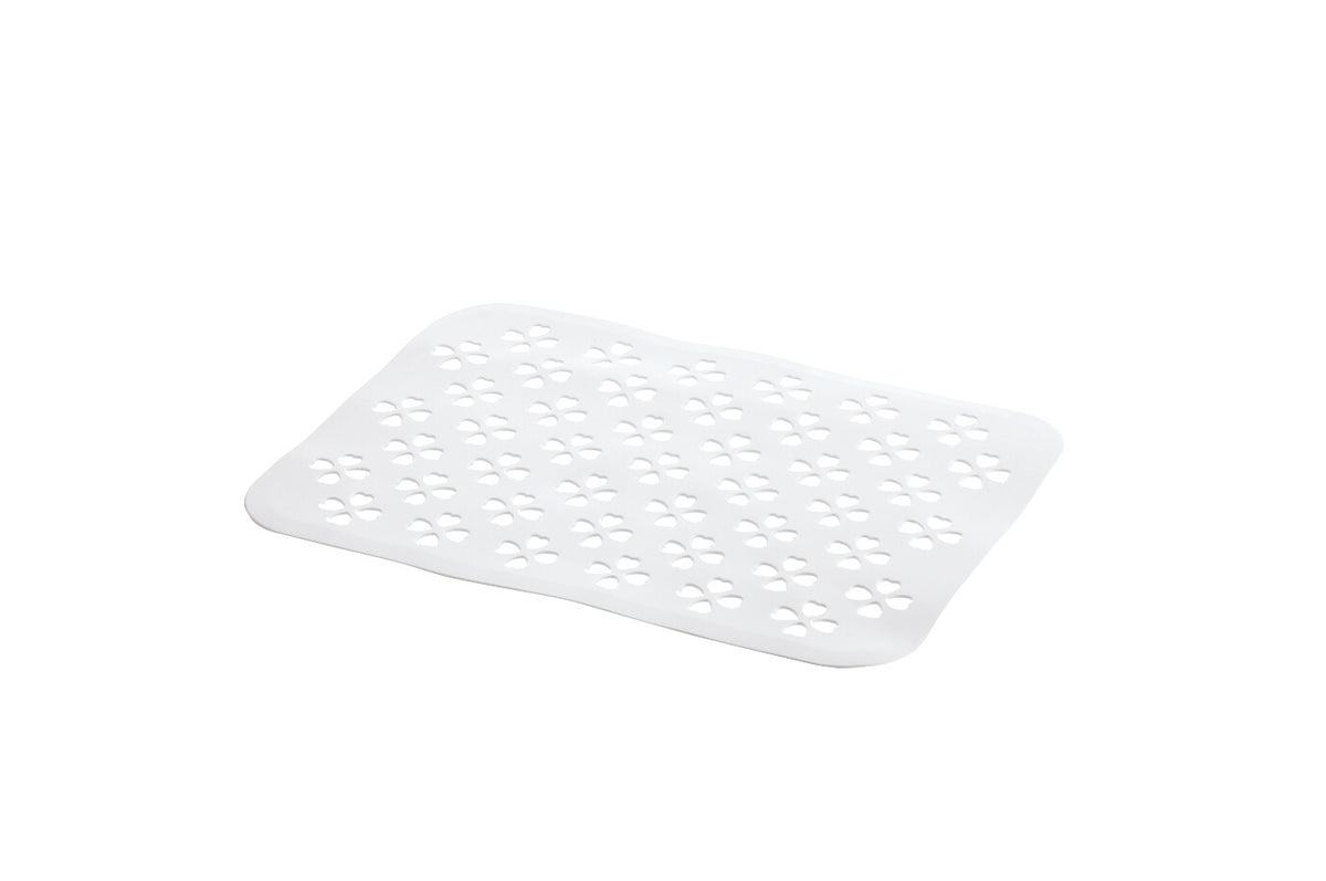 Richell Sherry Rubber Sink Mat Clover Pattern White