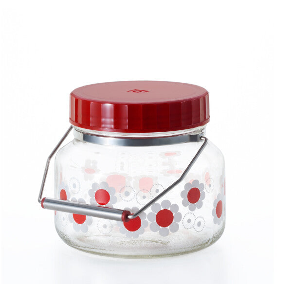 Aderia Retro Glass Storage Bottle 1L Hanamawashi