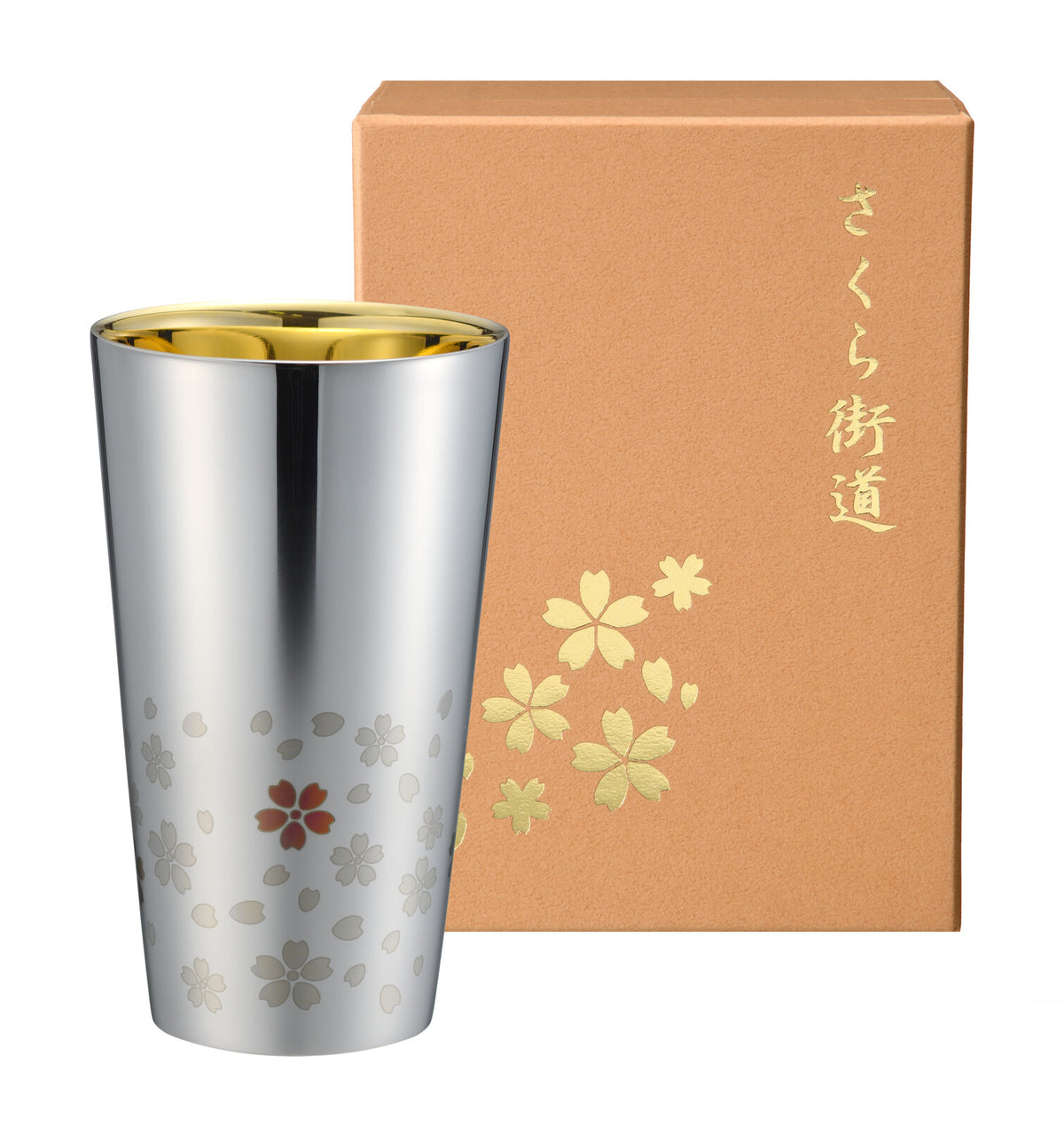 Wahei Freiz Sakura Double Wall Stainless Tumbler 300ml Gold Inside ME-7349