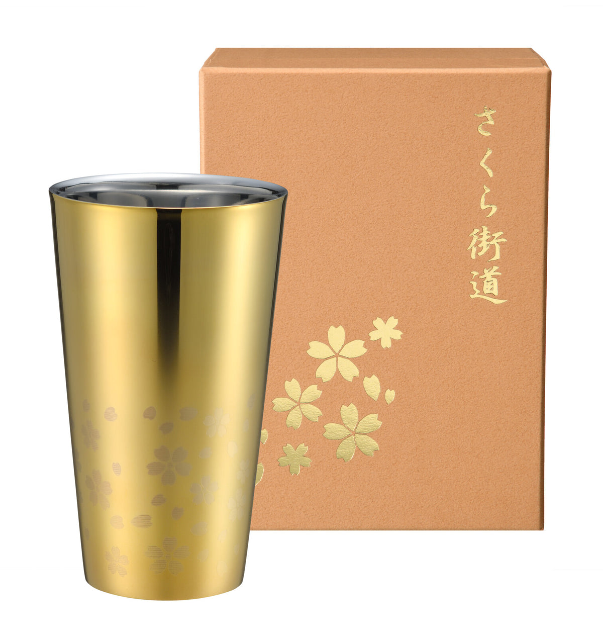 Wahei Freiz Sakura Double Wall Stainless Tumbler 300ml Gold Outside ME-7350