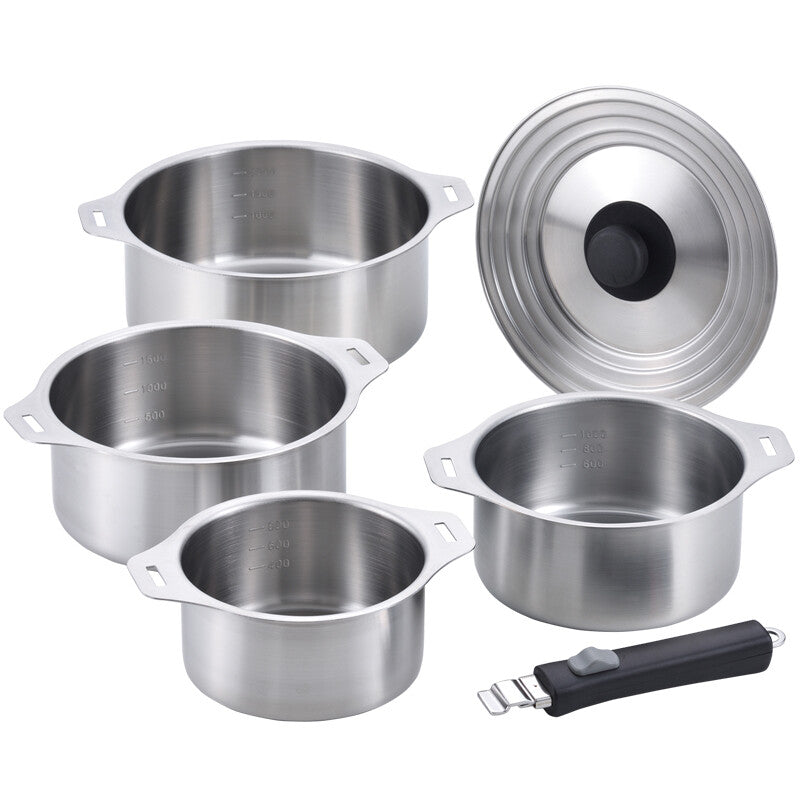 Wahei Freiz Ensan 4 Piece Induction Pot Set with Removable Handle EM-031