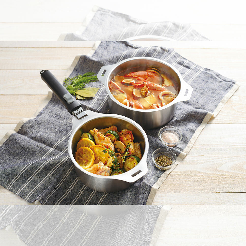 Wahei Freiz Ensan 4 Piece Induction Pot Set with Removable Handle EM-031