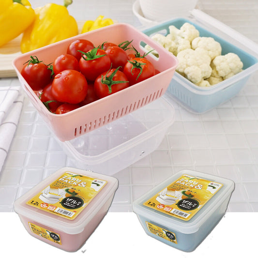 Okto Silver Ion Colander & Food Pack Set 1200ml, Blue/Pink