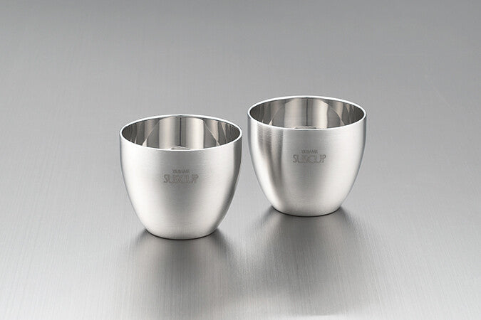 Tamahashi Sakura Guinomi Sake Cup Hairline Finish Set of 2