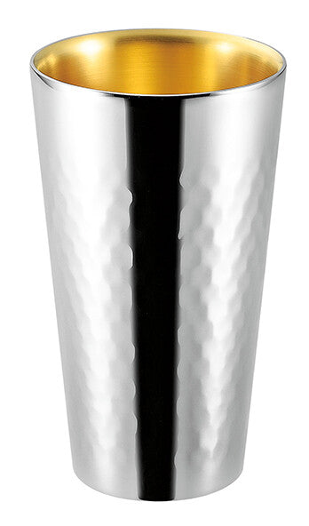 Tamahashi Hammered Double-Wall Straight Cup Gold Interior 250ml