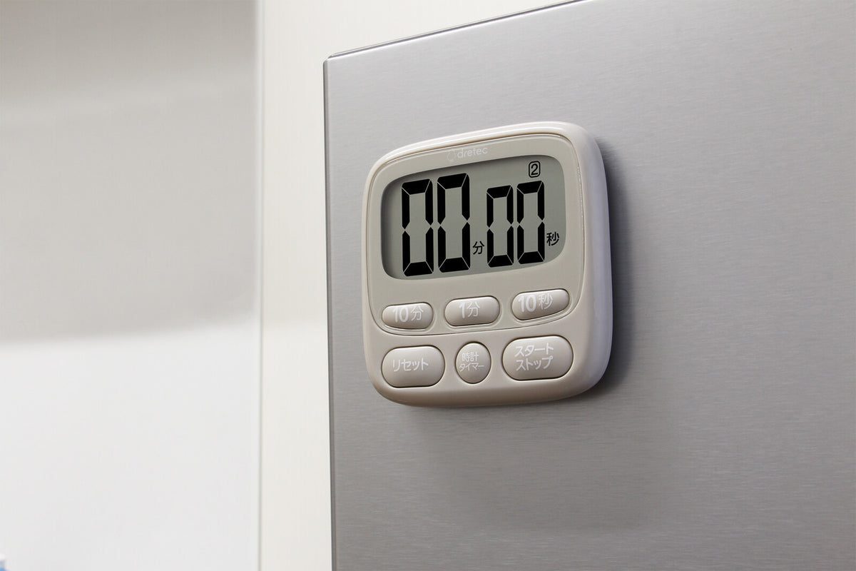 Dretec Large Display Timer with Clock Beige T-612