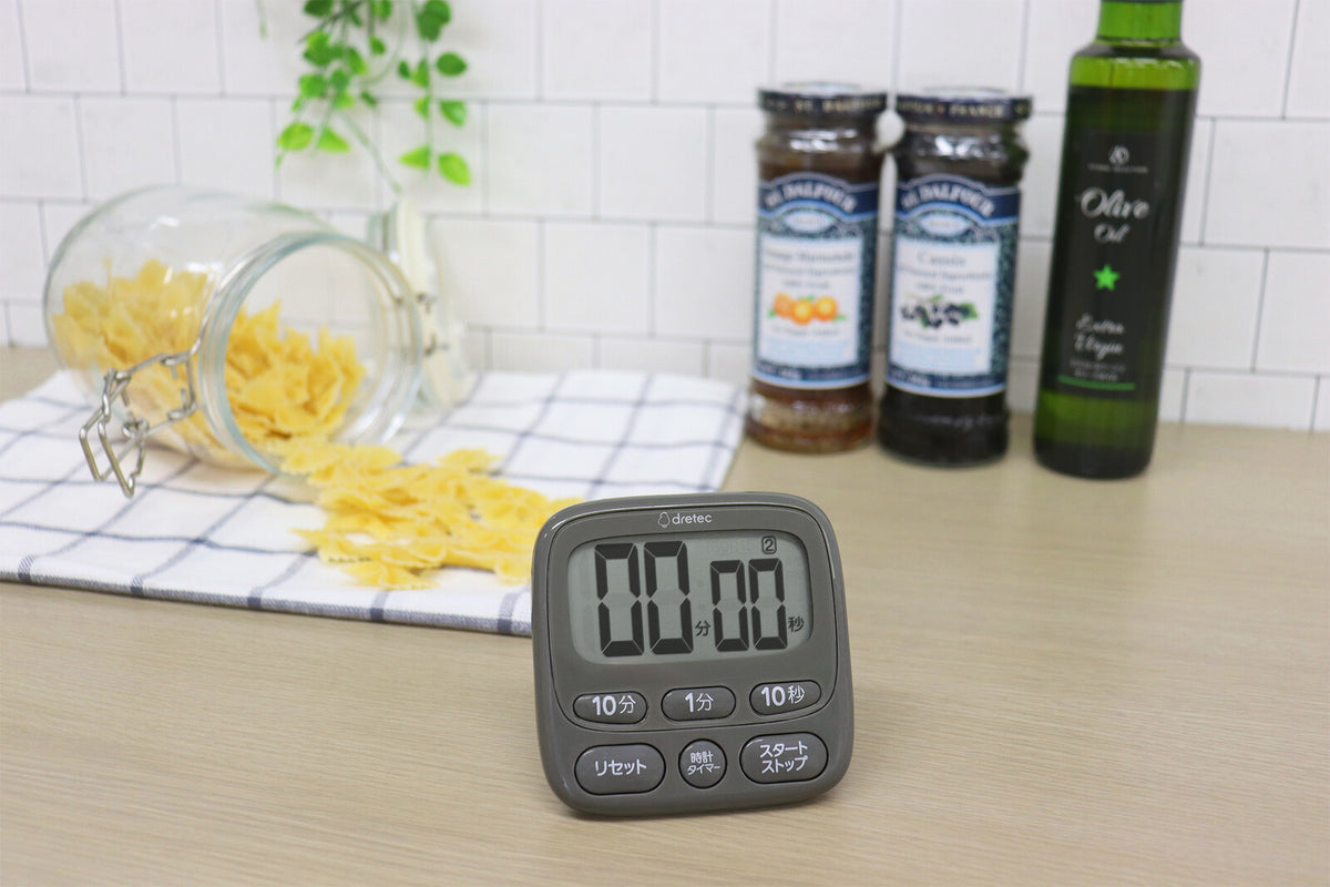 Dretec Large Display Timer with Clock Beige T-612
