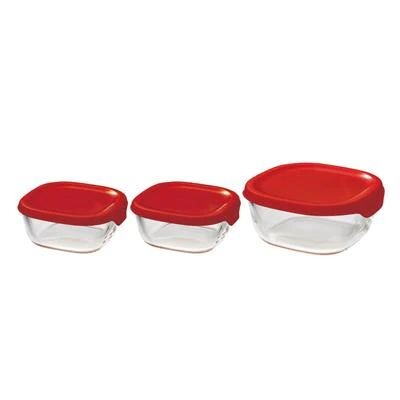 Hario Heat-Resistant Glass Storage Container Set of 3 Red KST-2012