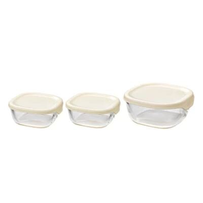 Hario Heat-Resistant Glass Storage Container Set of 3 White KST-2012