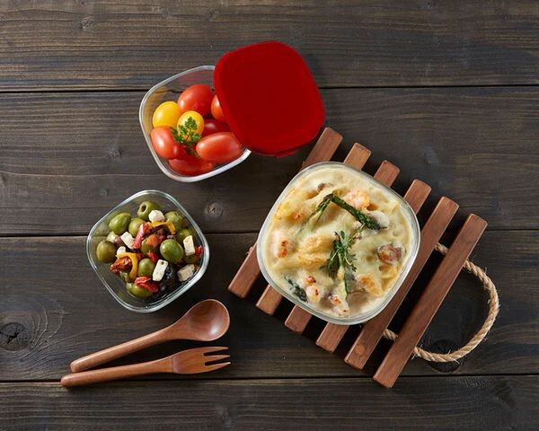 Hario Heat-Resistant Glass Storage Container Set of 3 Red KST-2012