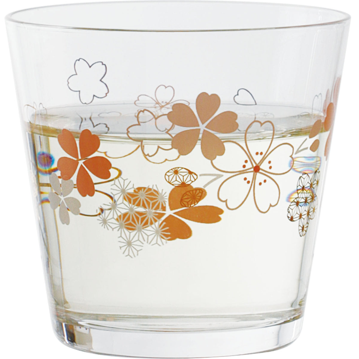 Toyo-Sasaki Glass Wamon Sakura Pattern Sake Cup, Wide Mouth BT-20206