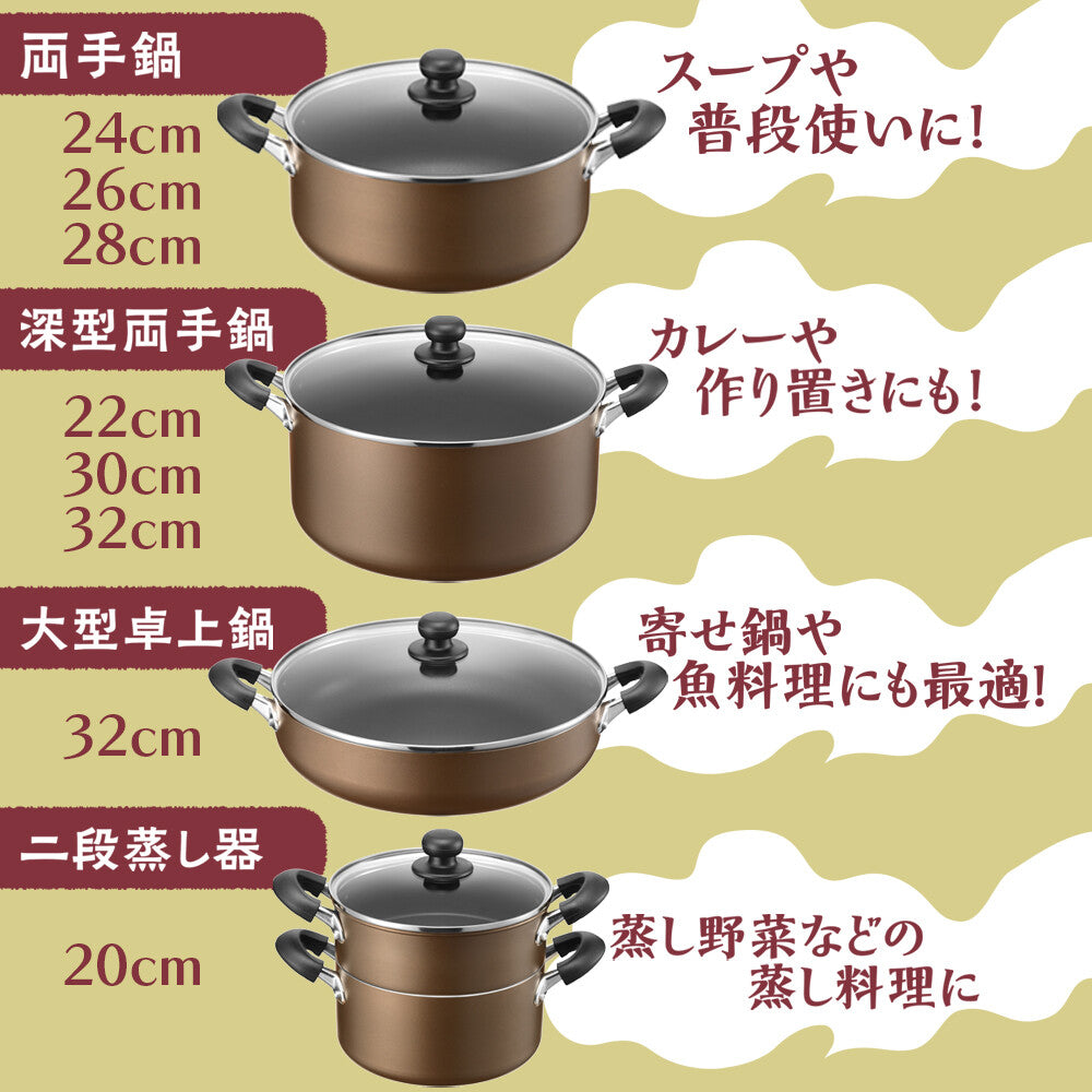 Wahei Freiz Deep Nonstick Pot with Glass Lid 30cm RB-2506